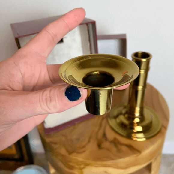 VTG Gorham Solid Brass Convertible Candlestick w/ Box Heirloom Decor - Picture 9 of 12